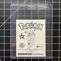 1999 Pikachu Ash Prism/ Holo Pokemon Sticker Topps Merlin S29 NM - Image 2
