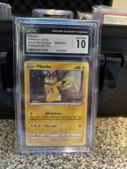 CGC 10 GEM MINT Pikachu SWSH234 Black Star Promo Cosmo Holo Pokemon Card - Image 1