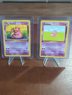 1st Edition Slowpoke #55 & Slowbro #43 Fossil Vintage Pokemon - Image 1