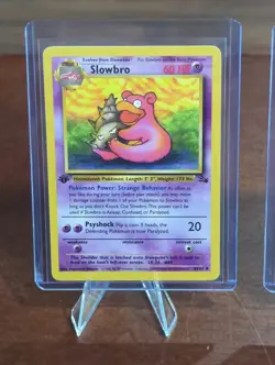 1st Edition Slowpoke #55 & Slowbro #43 Fossil Vintage Pokemon - Image 2