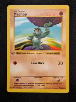 Pokemon TCG Machop Common 1st Edition Base Set Shadowless 52/102 LP - Image 1