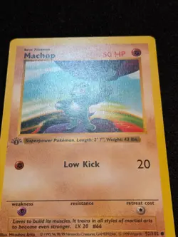 Pokemon TCG Machop Common 1st Edition Base Set Shadowless 52/102 LP - Image 2