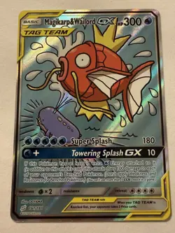 Magikarp & Wailord GX TAG TEAM GX Full Art Holo 161/181 SM-Team Up - Image 3