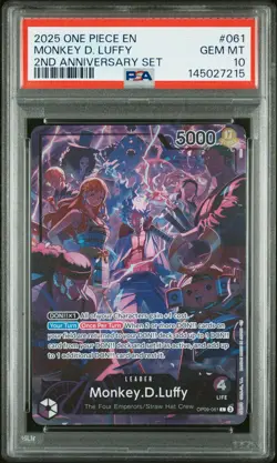 2025 ONE PIECE ENGLISH VERSION 2ND ANNIVERSARY SET #061 MONKEY D. LUFFY PSA 10 - Image 1