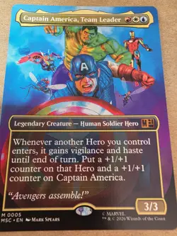 Captain America, Team Leader - (Borderless) Marvel Super Heroes Regular - Mtg - Image 1