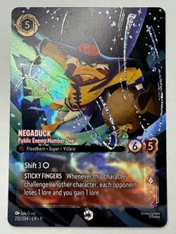 Disney Lorcana Negaduck Public Enemy Number One Winterspell Enchanted 232/204 - Image 1