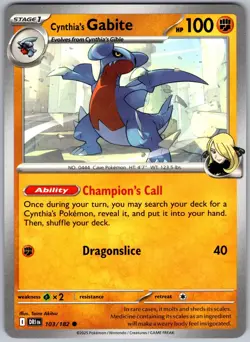 Cynthia's Gabite 103/182 Common Destined Rivals Pokemon Near Mint - Image 1