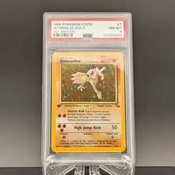 Pokemon 1st Edition Fossil Hitmonlee Holo Rare 7/62 - PSA 8 NM-MT - Image 1