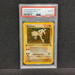 Pokemon 1st Edition Fossil Hitmonlee Holo Rare 7/62 - PSA 8 NM-MT - Image 2