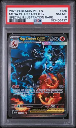 Pokemon Mega Charizard X ex 125/094 Me02: Phantasmal Flames Holo Graded PSA 8 - Image 1
