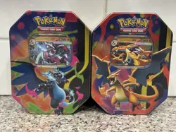 Pokemon TCG Mega Charizard X and Y ex Tin (Set of 2 Tins) Brand New Sealed - Image 1