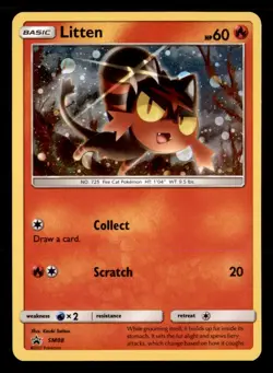 Pokemon TCG Litten Promo Holo Litten Cosmos Holo SM08 - Image 1