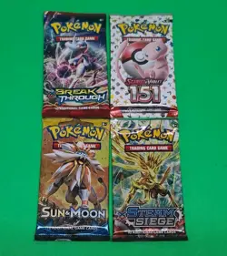 LOT OF 4 Pokemon Booster Packs Sun & Moon Base /XY Breakthrough /S&V 151/ XY - Image 1