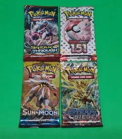 LOT OF 4 Pokemon Booster Packs Sun & Moon Base /XY Breakthrough /S&V 151/ XY - Image 2