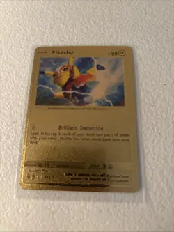 Pikachu Gold Foil Fan Art Textured Collector Pokemon Card HP90 - Image 1