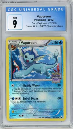Vaporeon - Crosshatch Holo Promo S/P/T - Dark Explorers - 25/108 - CGC 9 Pokemon - Image 1