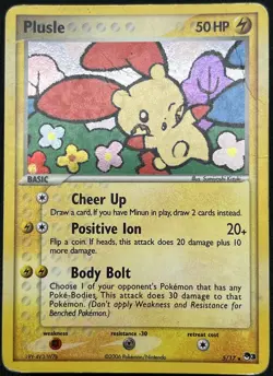 Pokemon TCG Plusle 5/17 Rare Holo POP Series 3 HP DMG - Image 1