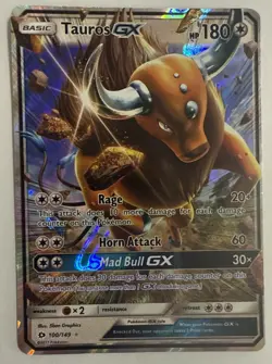 Tauros GX 100/149 - Sun & Moon Base Set Full Art Holo - Pokemon TCG 2017 NM - Image 1