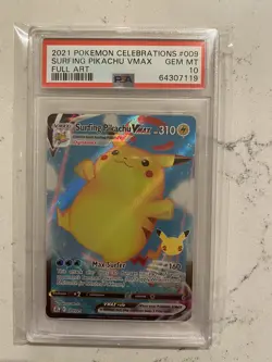 2021 Pokemon Celebrations Full Art Surfing Pikachu VMAX PSA 10 GEM MINT - Image 1