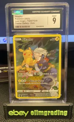 Pokemon Pikachu TG05/TG30 Swsh11: Lost Origin Trainer Gallery Holo CGC 9 - Image 1