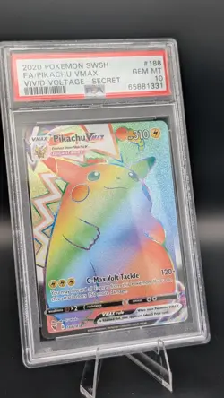 2020 Pokemon Sword & Shield Vivid Voltage Pikachu VMAX #188 Secret PSA 10 - Image 1