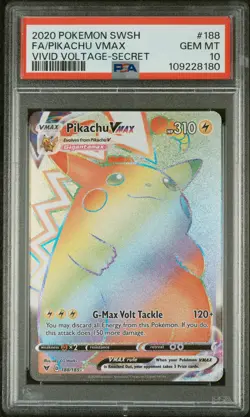 2020 POKEMON SWORD & SHIELD VIVID VOLTAGE SECRET FULL ART/PIKACHU VMAX PSA 10 - Image 1