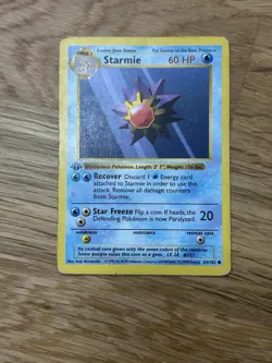 1st Edition Shadowless Starmie 64/102 Base Set Rare Vintage Pokemon Card - HP - Image 1