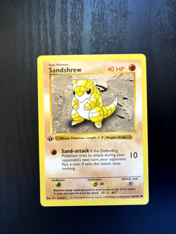 Vintage Sandshrew 62/102 1st First Edition Shadowless Base Set Pokemon Card WOTC - Image 1