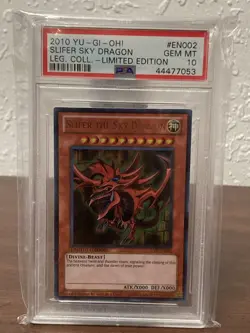 2010 Yugioh PSA 10 GEM MINT Slifer The Sky Dragon LC01-EN002 Ultra Rare OG Card - Image 1