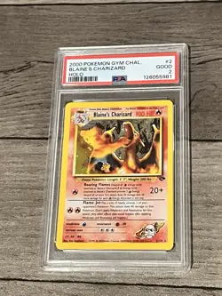 Pokemon TCG Blaine's Charizard Gym Challenge Holo Card 2/132 PSA 2 Good Rare - Image 1