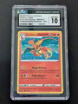 Pokemon Special Delivery Charizard P.M. Center UK Holo Promo SWSH075 CGC 10 - Image 1