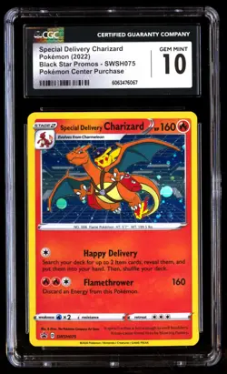 CGC 10 Special Delivery Charizard SWSH075 075 Pokemon Center Promo Pikachu 2022 - Image 1