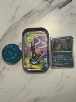 Complete Tin Set Prismatic Evolutions W/picture Card, Coin, Cosmos Holo-NO Packs - Image 4