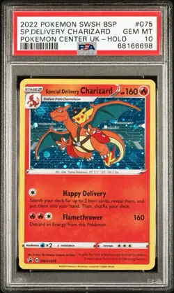 2022 Pokemon Center UK Special Delivery Charizard SWSH075 Promo Holo PSA 10 - Image 1