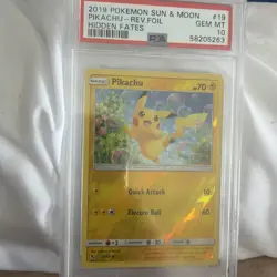 PSA 10 PIKACHU - REV.FOIL 2019 POKEMON SUN & MOON #19/68 HIDDEN FATES - Image 1