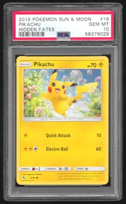 PSA 10 Pikachu #19 – 2019 Hidden Fates | GEM MINT | Pokemon Sun & Moon - Image 1