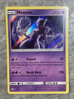 Mewtwo 12/18 Pokemon TCG Rare Detective Pikachu Holo Card (Light Play) LP 1 - Image 1