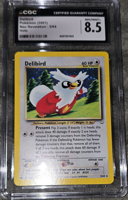 Pokemon Delibird 2001 Neo Revelation Holo CGC 8.5 Graded Card 5/64 - Image 1