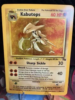 1999 Pokemon Fossil Kabutops Holo Rare 9/62 MP Moderately Played WOTC Vintage - Image 1