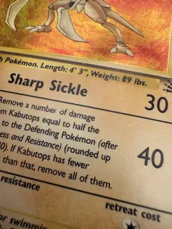 1999 Pokemon Fossil Kabutops Holo Rare 9/62 MP Moderately Played WOTC Vintage - Image 5