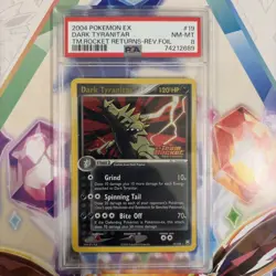 Pokemon Dark Tyranitar EX Team Rocket Returns Reverse Holo Rare #19 PSA 8 - Image 1