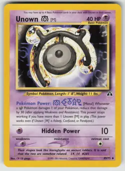 Unown [M] 49/75 Uncommon Neo Discovery Pokemon Unlimited Lightly Played - Image 1