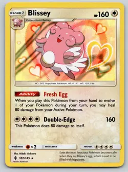 Blissey 102/145 Holo Holo Rare Guardians Rising Pokemon Lightly Played - Image 1