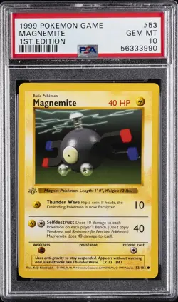 1999 POKEMON BASE SET 1ST EDITION #53 MAGNEMITE PSA 10 - Image 1