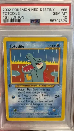 Totodile Neo Destiny 1st Edition 2002 Pokemon 85/105 PSA 10 - Image 1