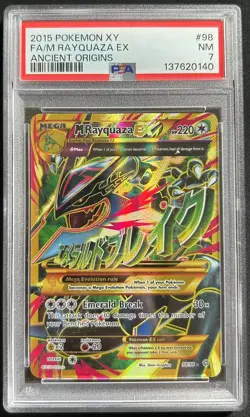 2015 Pokemon XY Ancient Origins M Rayquaza EX #98 FA PSA 7 NEAR MINT - Image 1