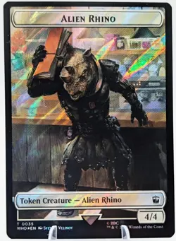 MTG Universes Beyond: Doctor Who - Alien Rhino\Food Token (Surge Foil) NM - Image 3