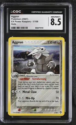 CGC 8.5 Aggron 2007 EX Power Keepers 1/108 Holo SWIRL Pokemon Card - Image 1