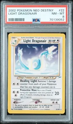 2002 Pokemon Neo Destiny Light Dragonair 22/105 PSA 8 NM-MT! - Image 1