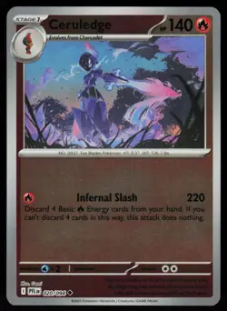 Ceruledge 020/094 Uncommon Phantasmal Flames Pokemon Reverse Holo Near Mint - Image 1